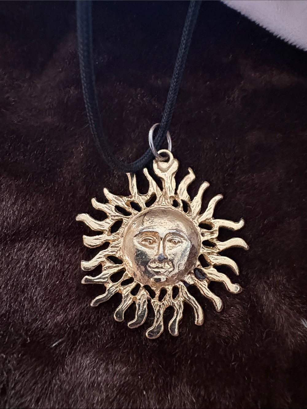 Gold Sun Face Pendant Necklace - Women Jewelry